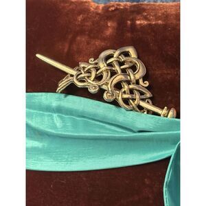 Silver Toned Celtic Knot‎ Metal Viking Filigree Hair Slide Stick Clip Barrette